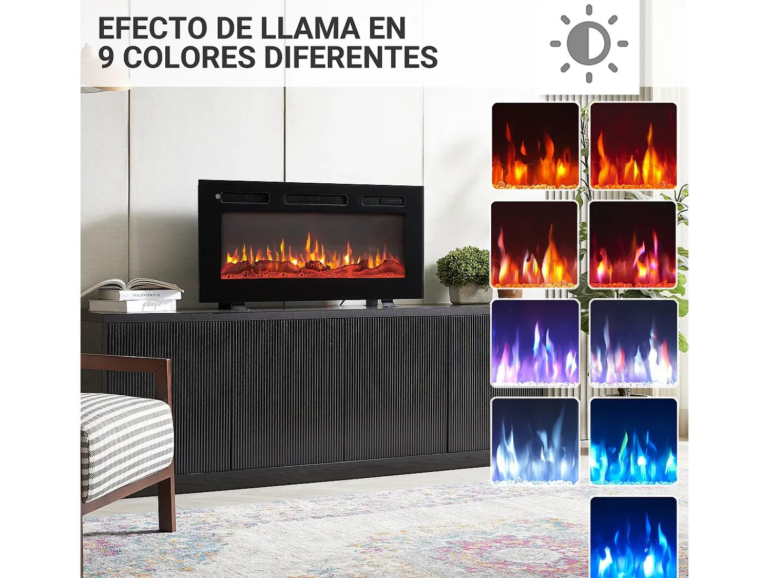 Lareira elétrica BALDERIA Leif 36 - 3 em 1 - preta^ Lareira