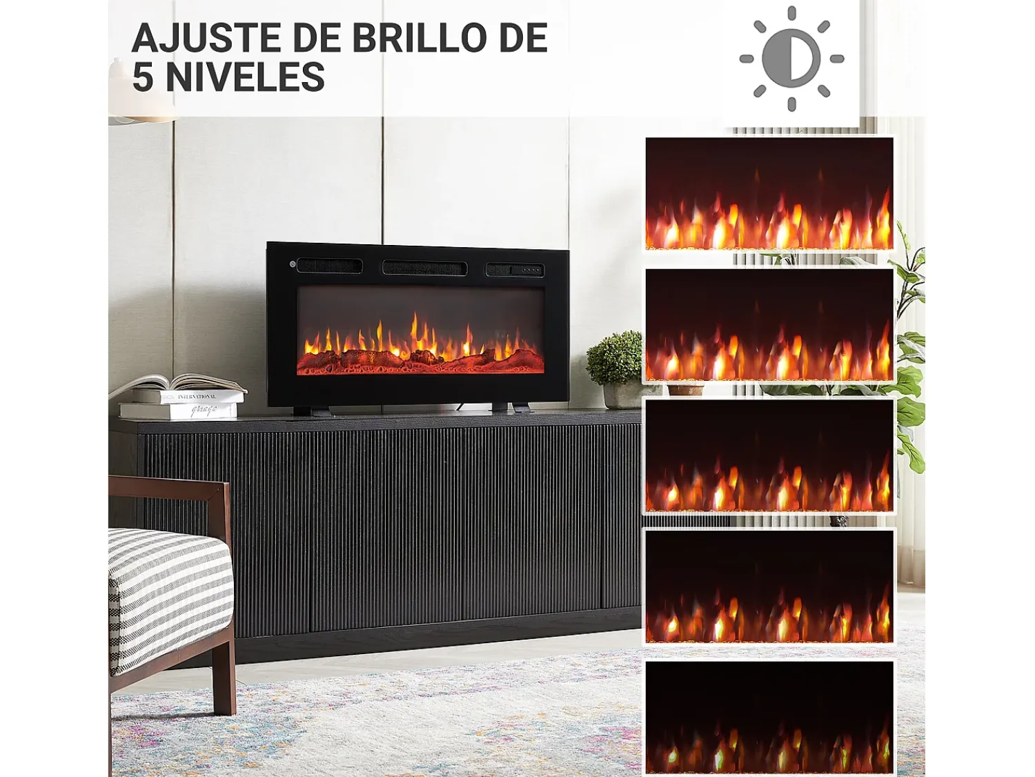 Lareira elétrica BALDERIA Leif 36 - 3 em 1 - preta^ Lareira