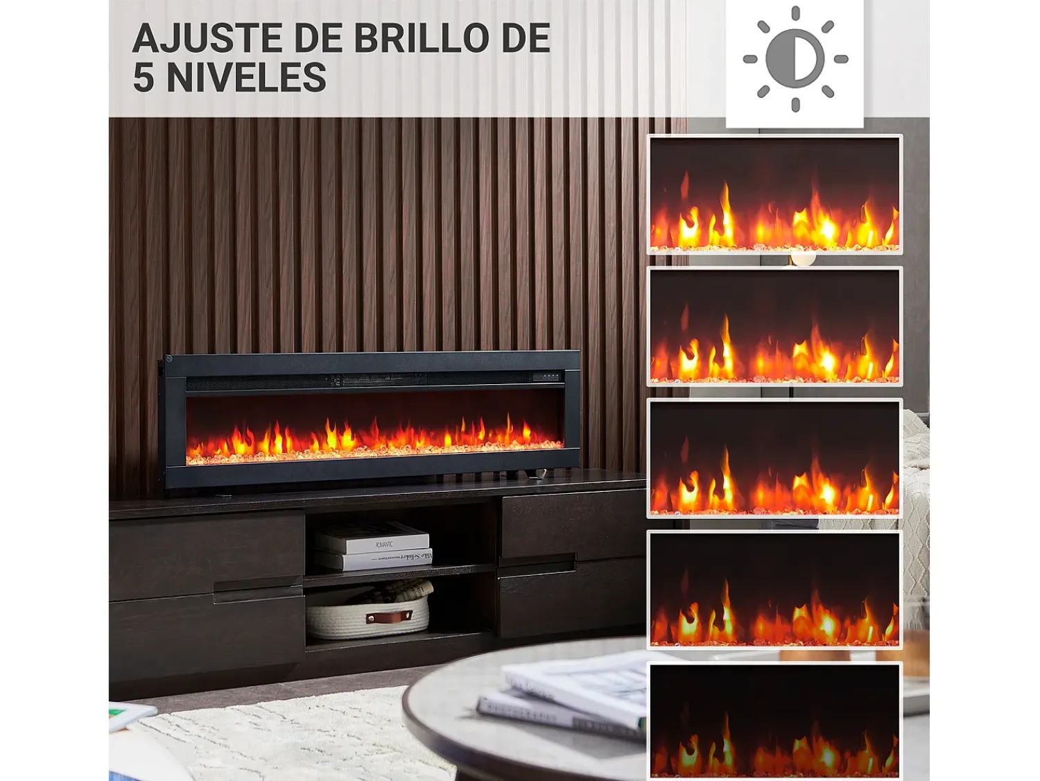 Hot Lareira elétrica BALDERIA Agnes 50 - 3 em 1, lareira de chão, de parede ou embutida Preto