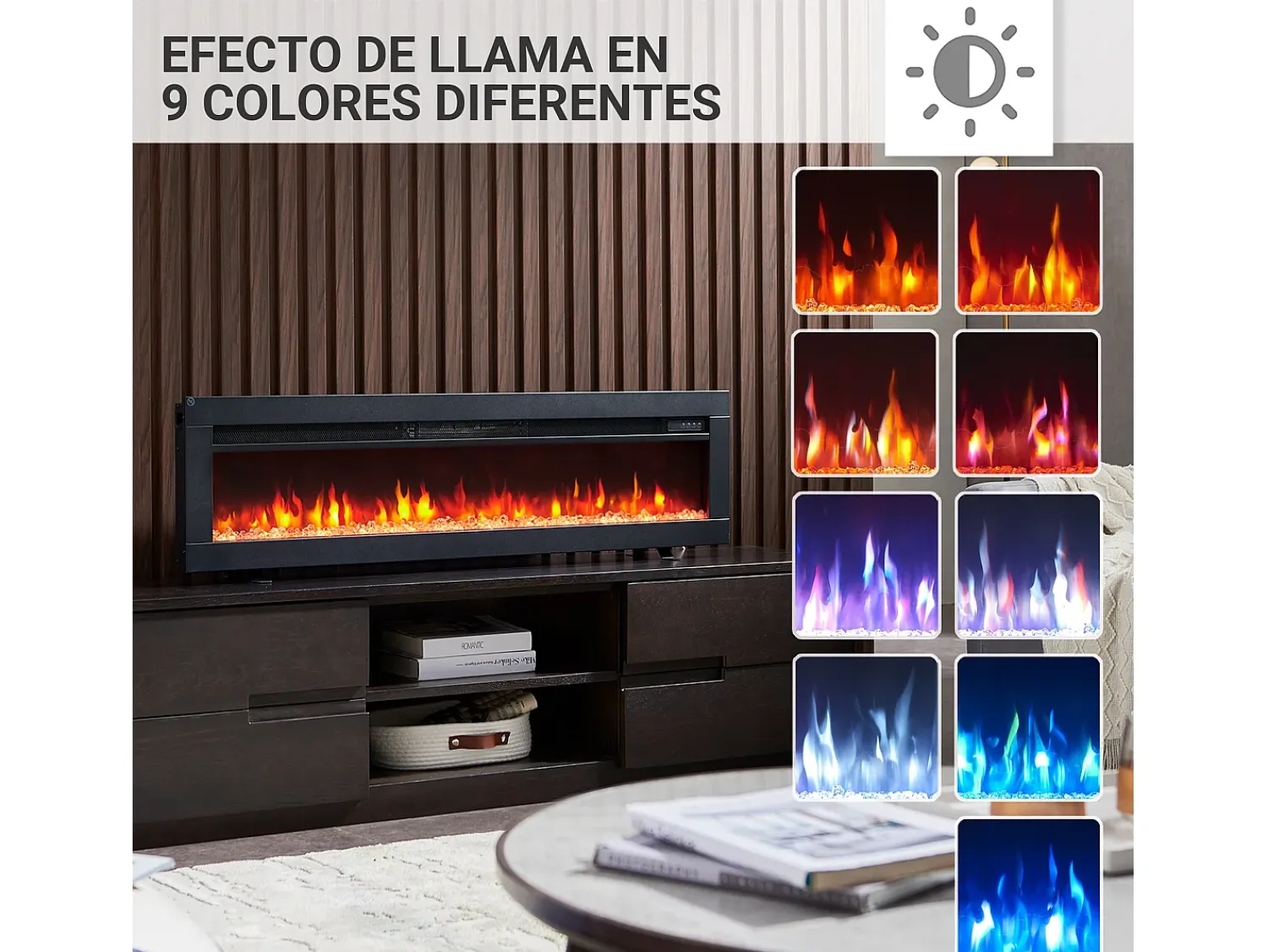 Hot Lareira elétrica BALDERIA Agnes 50 - 3 em 1, lareira de chão, de parede ou embutida Preto