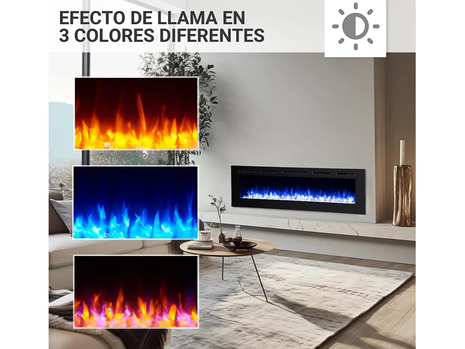 Lareira* Lareira elétrica BALDERIA Fiamma 68 - Lareira embutida, aquecimento 2000 W - Preto