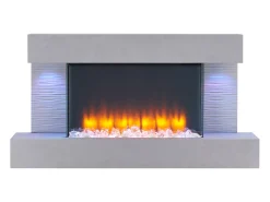 New Lareira elétrica BALDERIA Aieda - Lareira de parede, aquecimento 2000 W - Aspecto betão Cinzento