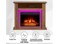 Lareira elétrica BALDERIA Liora - Lareira de pé, prateleira, aquecimento - Carvalho escuro^ Lareira