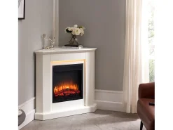 Lareira| Lareira elétrica BALDERIA Candela - Lareira de canto, aquecimento 2000 W - Branco