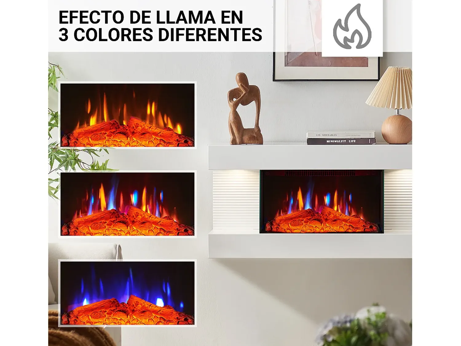 Lareira| Lareira elétrica BALDERIA Ida ñ Lareira de parede - Branca Branco