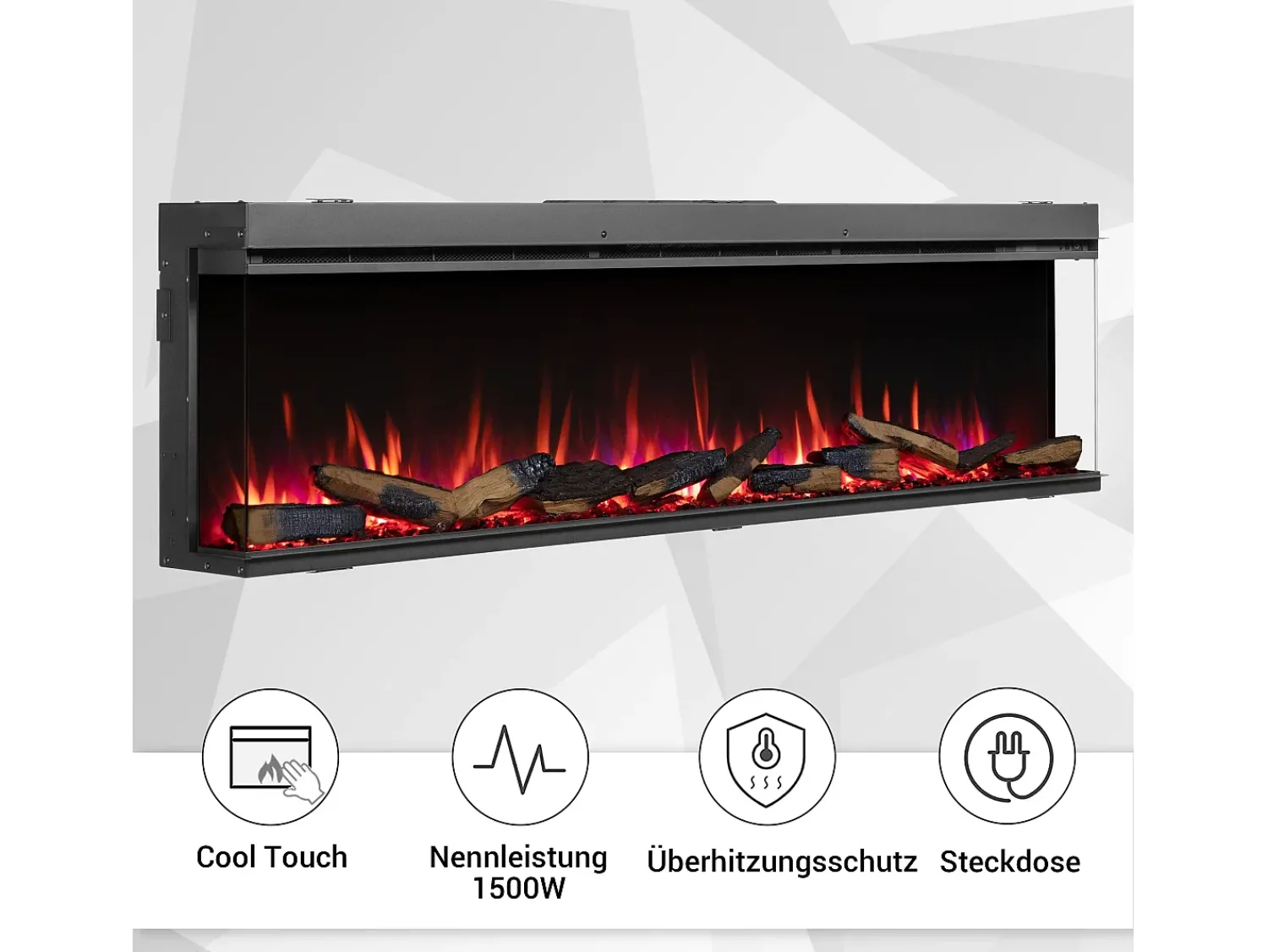 Lareira elétrica BALDERIA Athena smart 72 - Lareira embutida - Preta^ Lareira