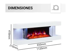 Lareira elétrica BALDERIA Lumina - Lareira de parede - Branca^ Lareira