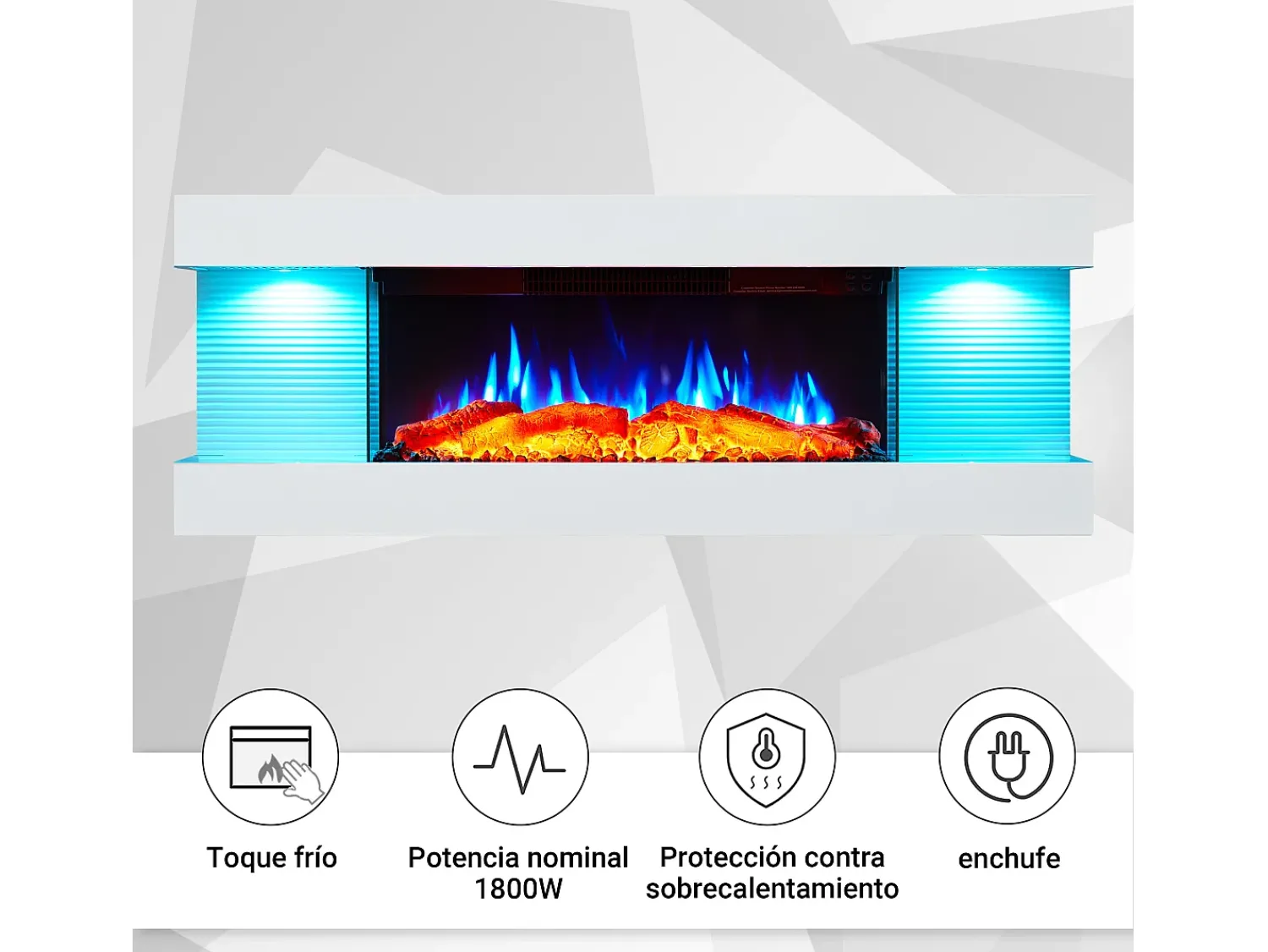 Lareira elétrica BALDERIA Lumina - Lareira de parede - Branca^ Lareira