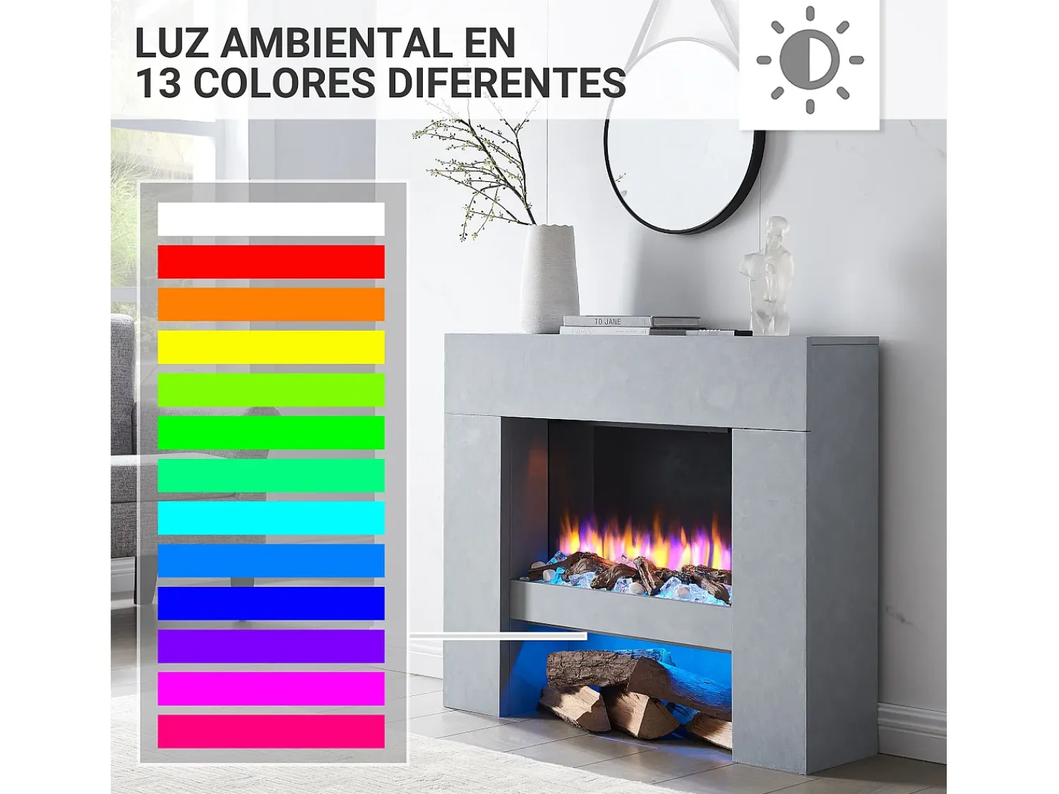 Lareira| Lareira elétrica BALDERIA Naran - Lareira de chão - betão Cinzento