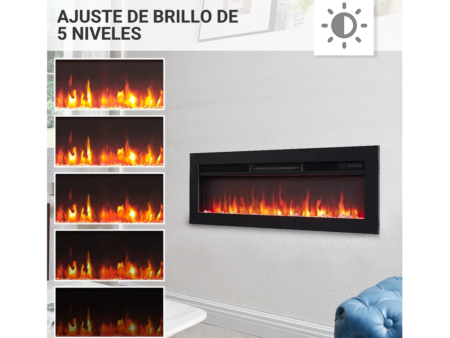 Lareira* Lareira elétrica BALDERIA Agnes 36 - Lareira de chão, de parede ou embutida - Preto