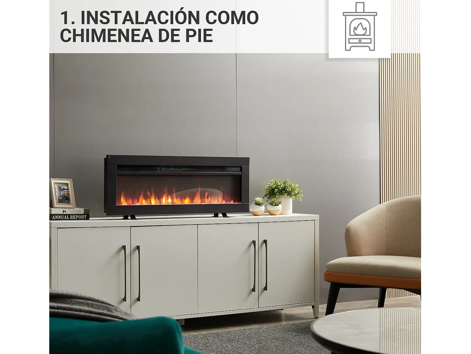 Lareira* Lareira elétrica BALDERIA Agnes 36 - Lareira de chão, de parede ou embutida - Preto