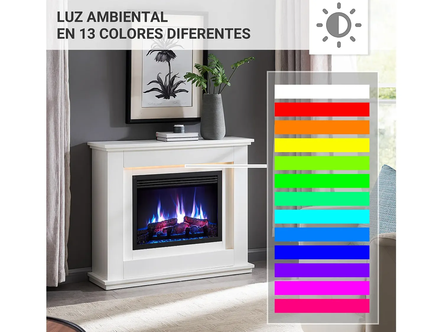 Outlet Lareira elétrica BALDERIA Baldur - Lareira de chão - Branca Branco