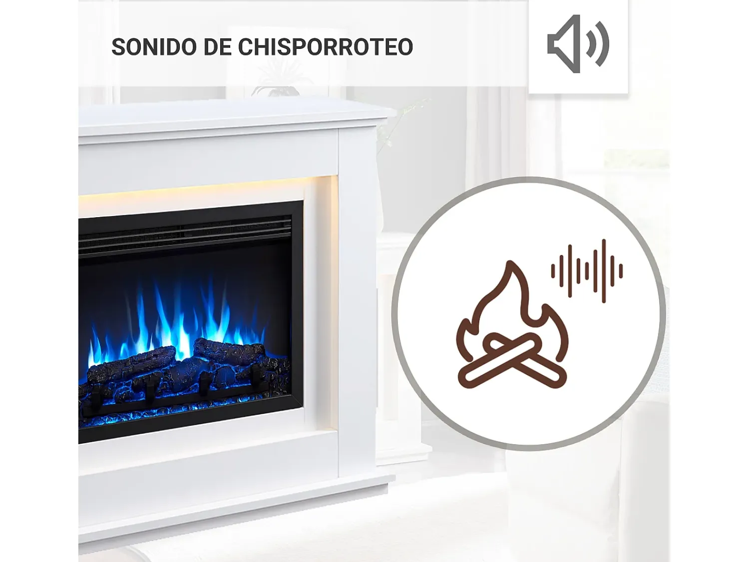 Outlet Lareira elétrica BALDERIA Baldur - Lareira de chão - Branca Branco