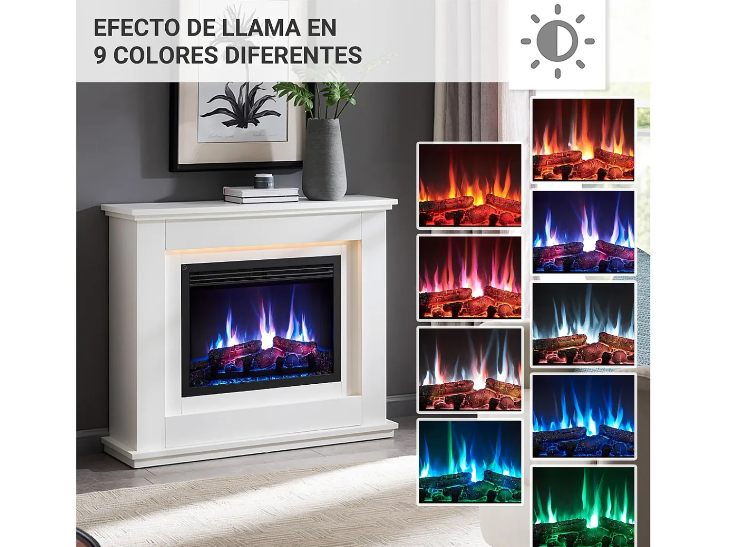 Outlet Lareira elétrica BALDERIA Baldur - Lareira de chão - Branca Branco