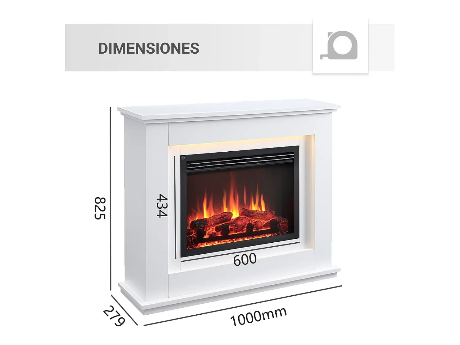 Outlet Lareira elétrica BALDERIA Baldur - Lareira de chão - Branca Branco