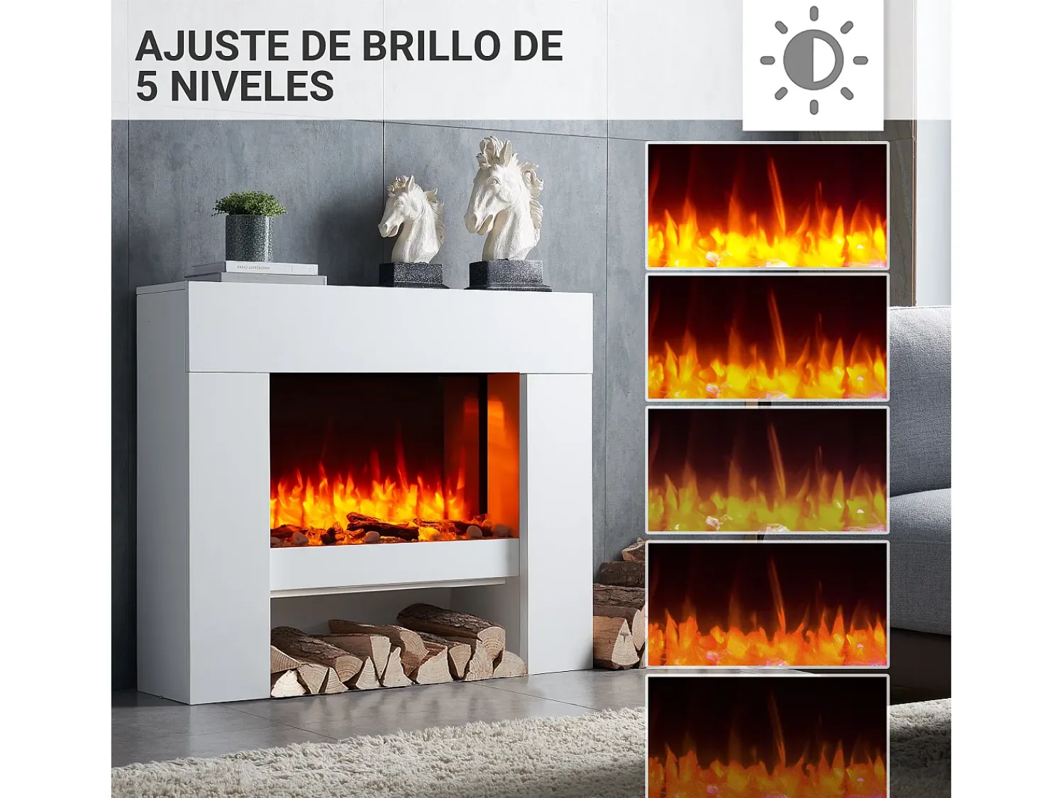 Lareira| Lareira elétrica BALDERIA Naran - Lareira de chão - Branca Branco