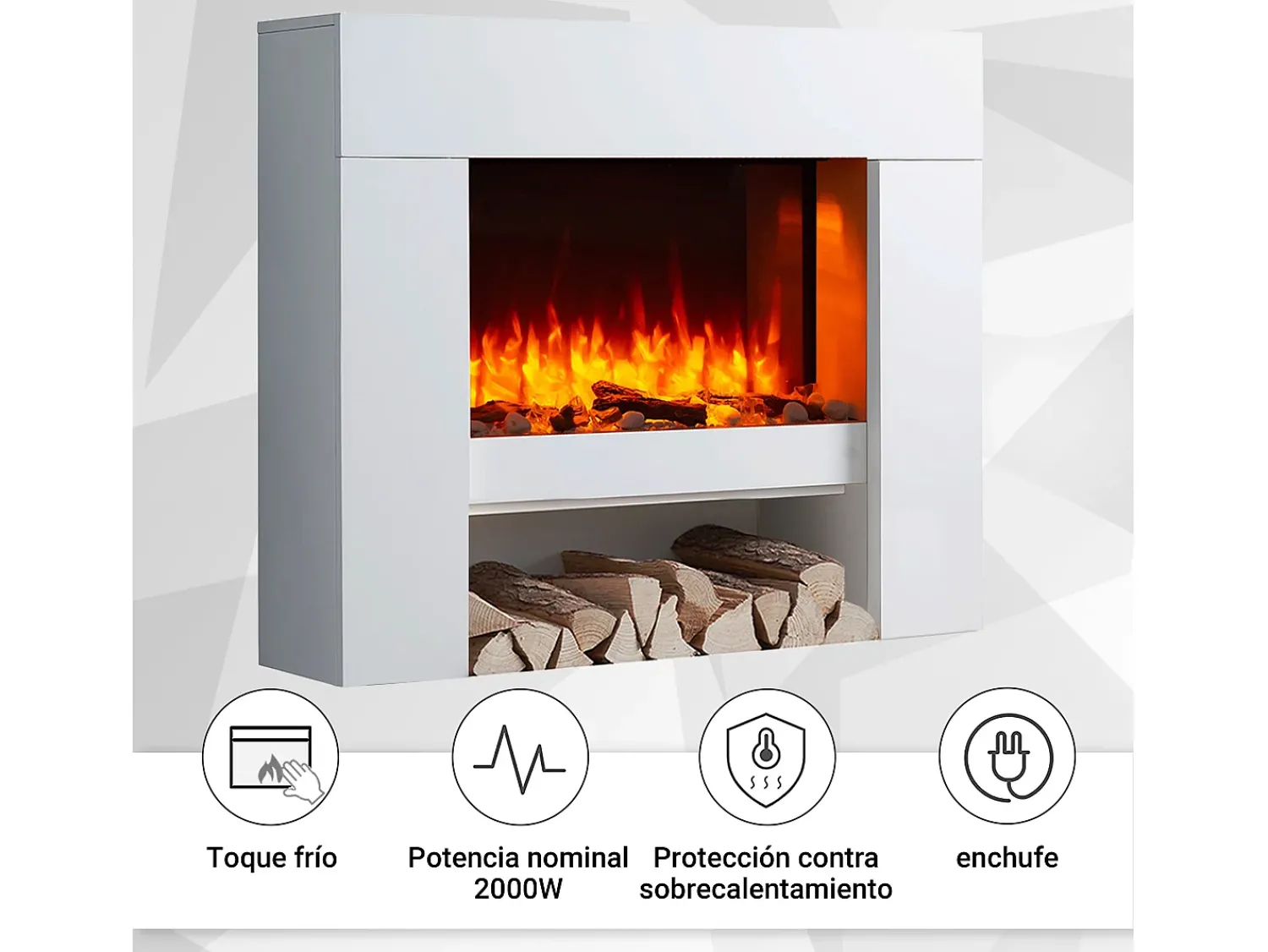 Lareira| Lareira elétrica BALDERIA Naran - Lareira de chão - Branca Branco