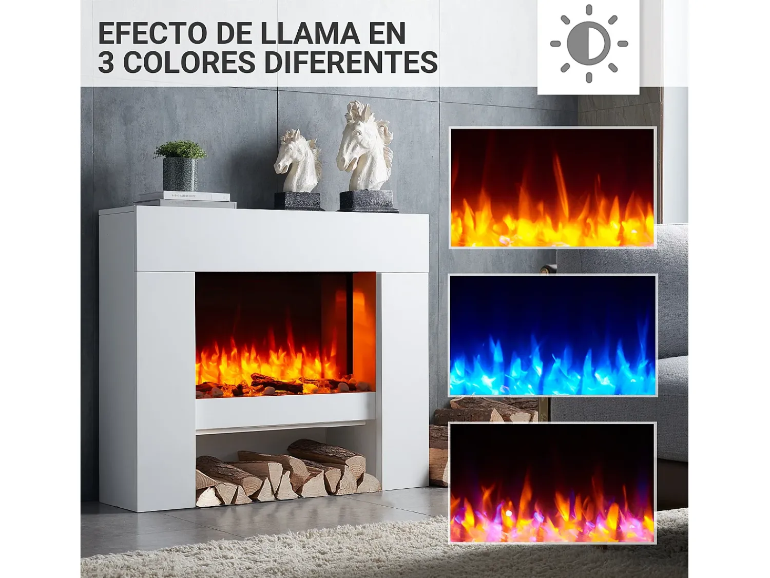 Lareira| Lareira elétrica BALDERIA Naran - Lareira de chão - Branca Branco