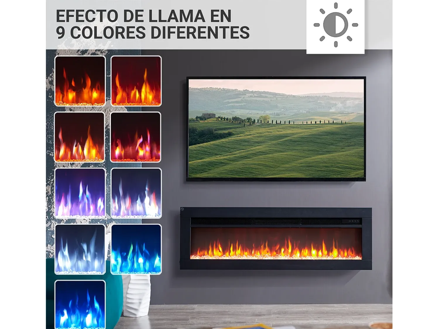 Lareira elétrica BALDERIA Agnes 40 - Lareira de chão, de parede ou embutida -^ Lareira