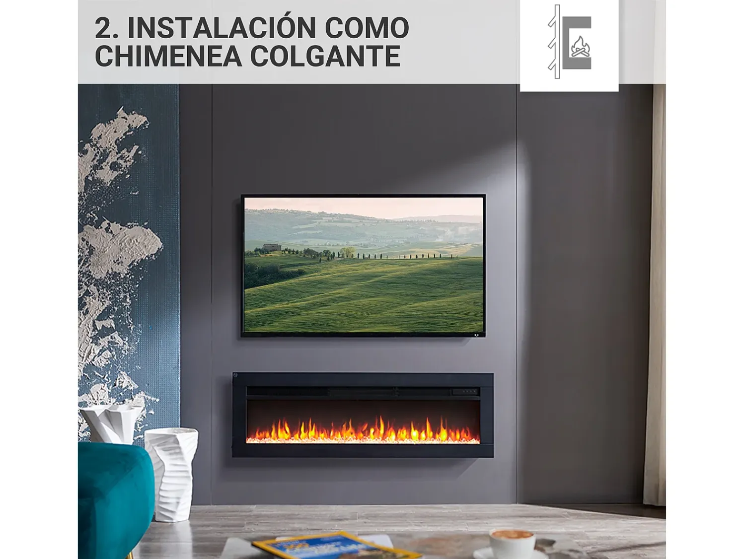 Lareira elétrica BALDERIA Agnes 40 - Lareira de chão, de parede ou embutida -^ Lareira