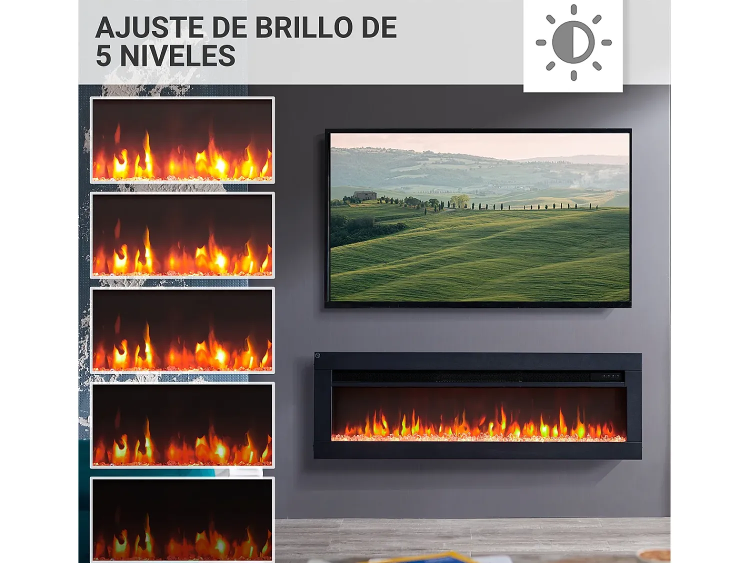 Lareira elétrica BALDERIA Agnes 40 - Lareira de chão, de parede ou embutida -^ Lareira