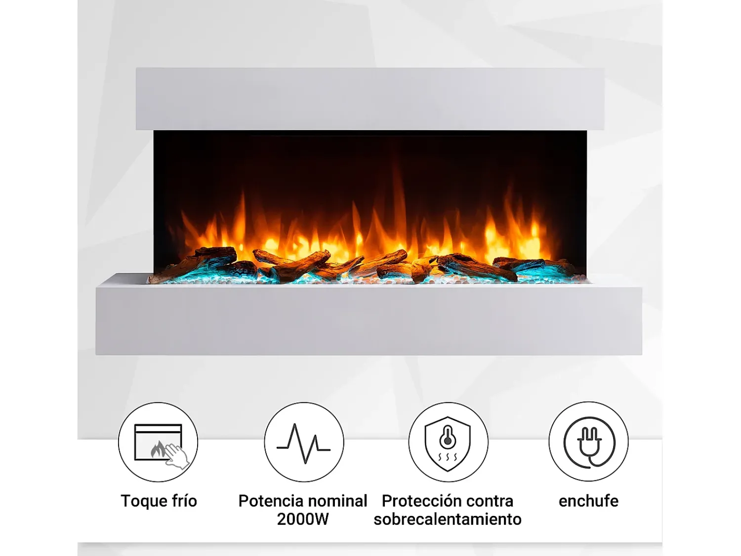 Lareira| Lareira elétrica BALDERIA Ignis - Lareira de parede - Branca Branco