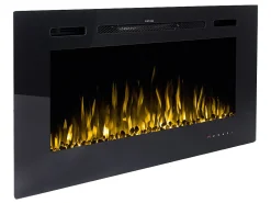 Lareira*FLAMATECH Lareira elétrica CALBUCO - Montagem na parede ou embutida - L101,6 x P14 x A54,4 cm - Preta Preto