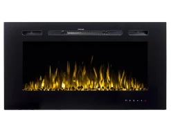 Lareira*FLAMATECH Lareira elétrica CALBUCO - Montagem na parede ou embutida - L101,6 x P14 x A54,4 cm - Preta Preto