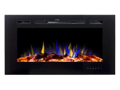 Lareira*FLAMATECH Lareira elétrica CALBUCO - Montagem na parede ou embutida - L101,6 x P14 x A54,4 cm - Preta Preto