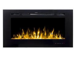 Lareira*FLAMATECH Lareira elétrica CALBUCO - Montagem na parede ou embutida - L101,6 x P14 x A54,4 cm - Preta Preto