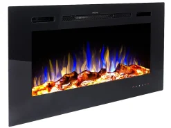 Lareira*FLAMATECH Lareira elétrica CALBUCO - Montagem na parede ou embutida - L101,6 x P14 x A54,4 cm - Preta Preto