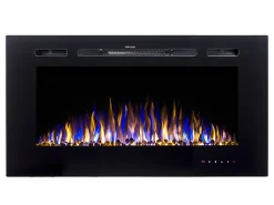 Lareira*FLAMATECH Lareira elétrica CALBUCO - Montagem na parede ou embutida - L101,6 x P14 x A54,4 cm - Preta Preto