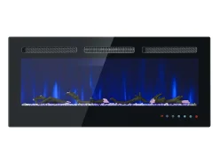 Hauss Spole Lareira elétrica com 12 cores de chama - Montagem na parede ou embutida - Preta 106,5×46,5×12^ Lareira