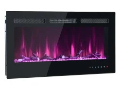 Hauss Spole Lareira elétrica com 12 cores de chama - Montagem na parede ou embutida - Preta 106,5×46,5×12^ Lareira