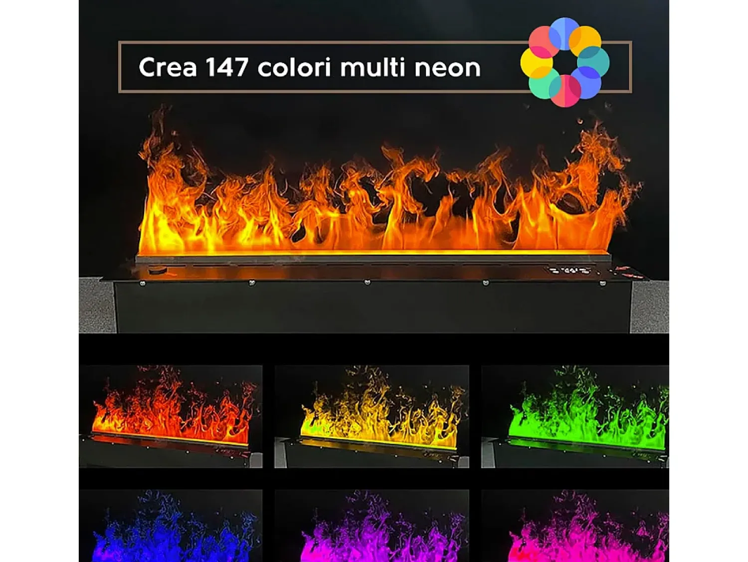 Lareira* Lareira elétrica com vapor de água 3D APP queimador de inserção embutido 100 PRO-LINE Cinzento