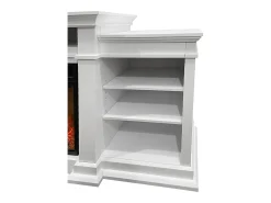 Lareira elétrica de chão BIDEN em madeira branca L179 x D48 x H85 Branco
