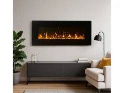 Lareira| Lareira elétrica de parede DALLAS L127 x D 11 x H50 Preto