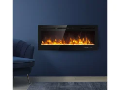 Lareira elétrica embutida na parede CHICAGO L101.6 x D14 x H54.6^ Lareira