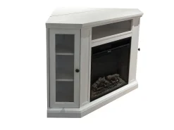 Lareira* Lareira elétrica lareira de canto MADISON em madeira branca L126 x D78 x H83 Branco