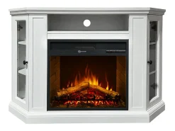 Lareira* Lareira elétrica lareira de canto MADISON em madeira branca L126 x D78 x H83 Branco