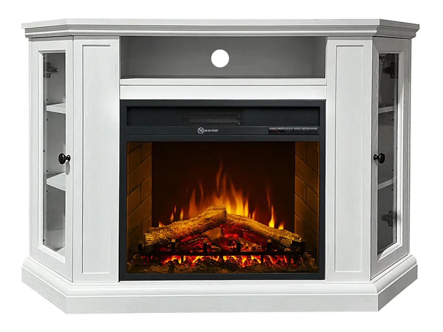 Lareira* Lareira elétrica lareira de canto MADISON em madeira branca L126 x D78 x H83 Branco