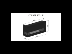Lareira embutida a bioetanol Corner 900 Left SimpleFire com vidro^ Lareira