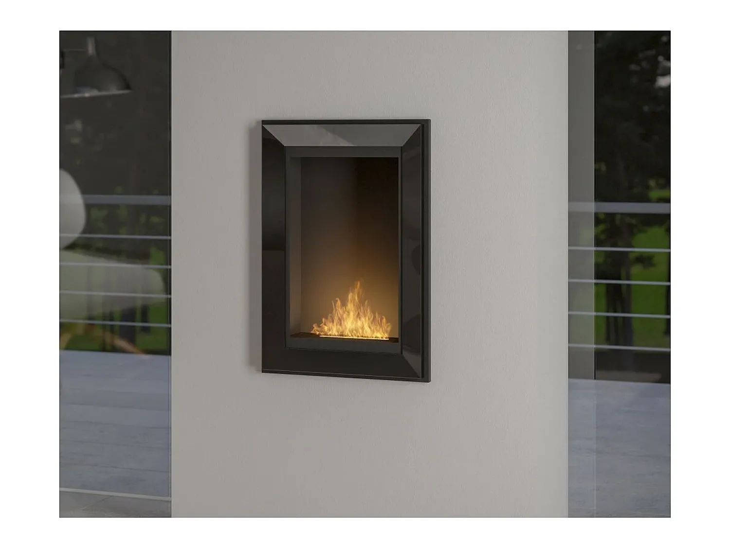 Lareira embutida a bioetanol Frame 550 SimpleFire em com vidro^ Lareira