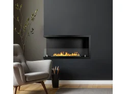 Lareira embutida a bioetanol biofireplace de canto 90x45 SUTRI 90 SX Preto