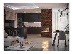 Best Lareira embutida a bioetanol design U800 com vidro aberto em 3 lados, queimador de 0,7 litros Preto