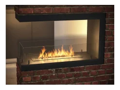 Best Lareira embutida a bioetanol design U800 com vidro aberto em 3 lados, queimador de 0,7 litros Preto