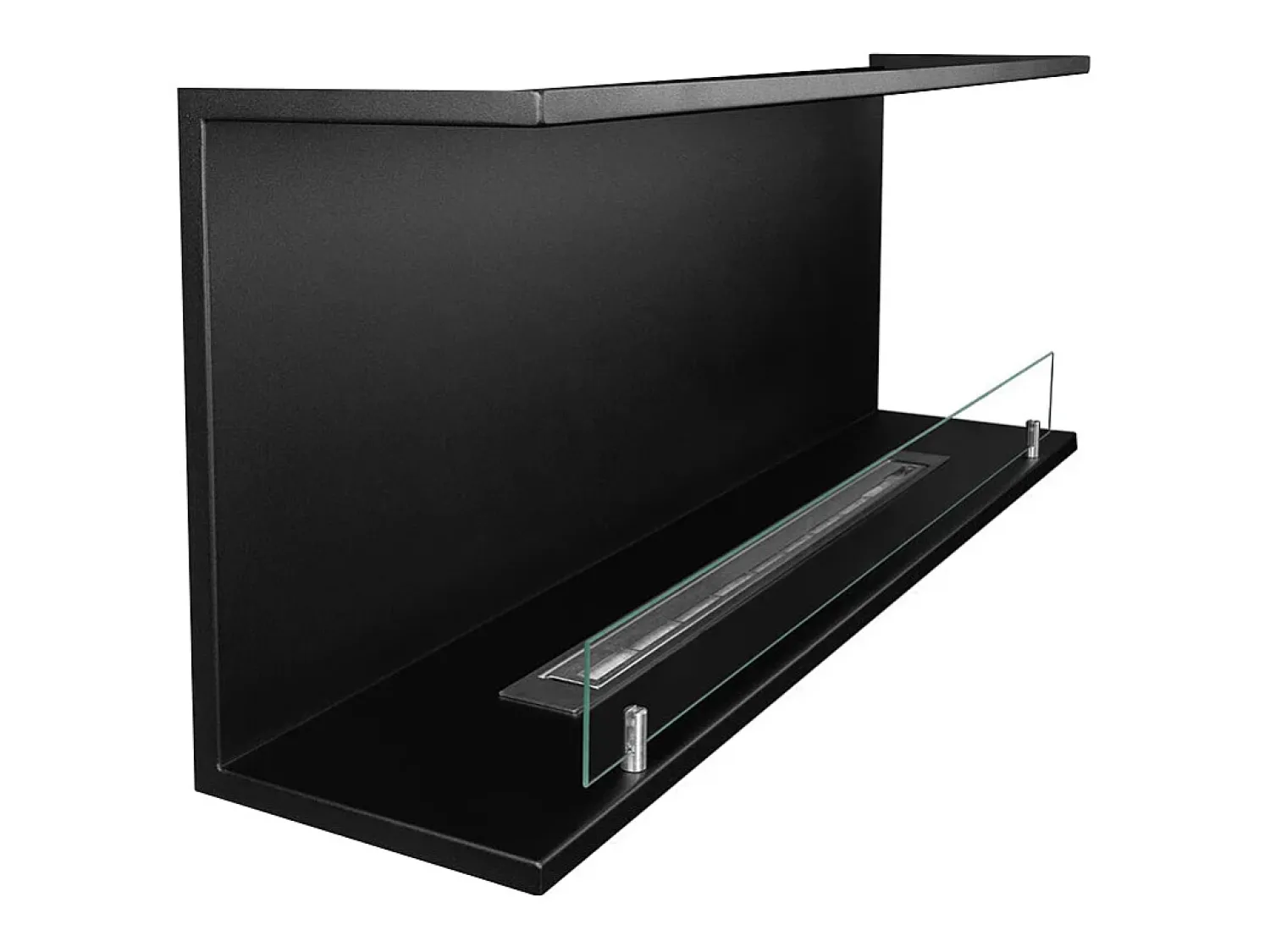 New Lareira embutida a bioetanol Biolareira tripla com 3 lados abertos 120x50 TREVI 120 Preto