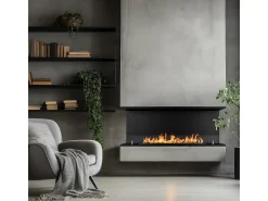 New Lareira embutida a bioetanol Biolareira tripla com 3 lados abertos 120x50 TREVI 120 Preto