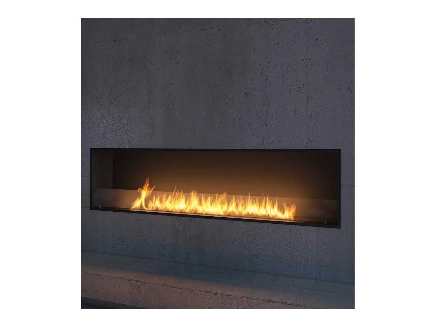 Lareira* Lareira embutida a bioetanol Inside Black 2000 - fosco, com vidro, queimador de 6 L, design moderno Preto