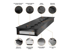 Lareira* Lareira embutida a bioetanol Inside Black 2000 - fosco, com vidro, queimador de 6 L, design moderno Preto